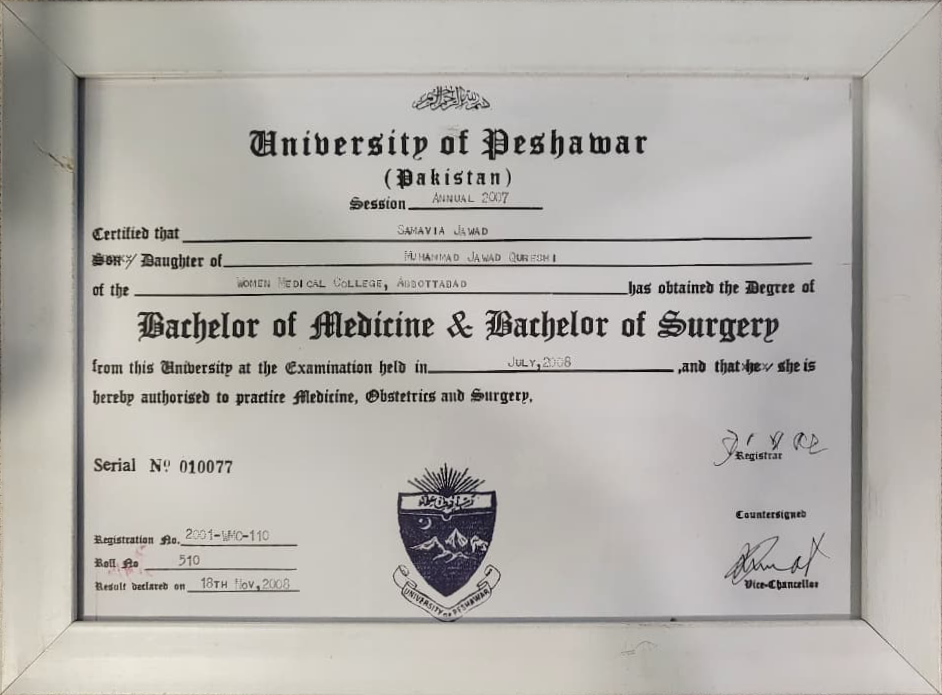 Dr. Samavia Bachelor of Medicine and Surgery